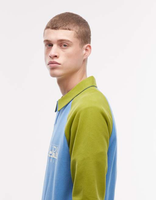 Napapijri – Langärmliges Polohemd in Blau und Grün mit Logo, 4 von 5