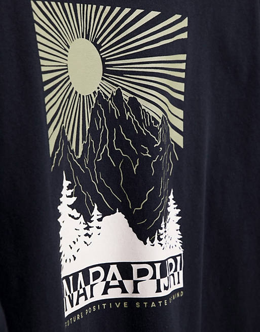 Sportswear Napapijri Latemar back print long sleeve t-shirt in black 