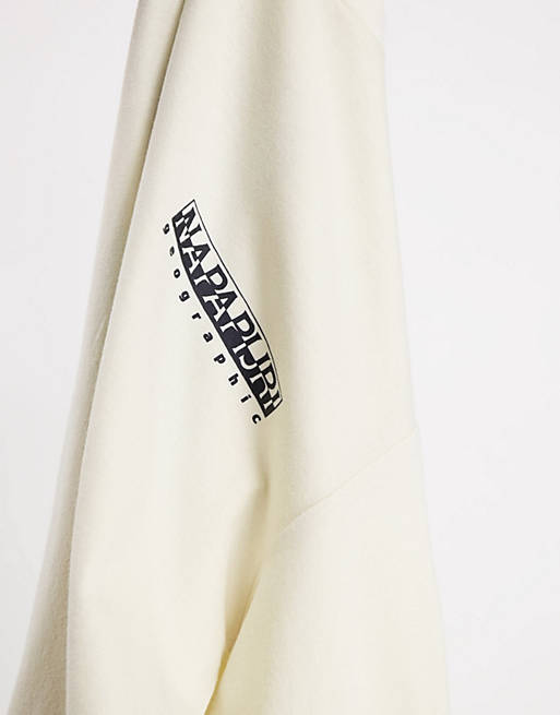 Sportswear Napapijri Latemar back print long sleeve t-shirt in cream 
