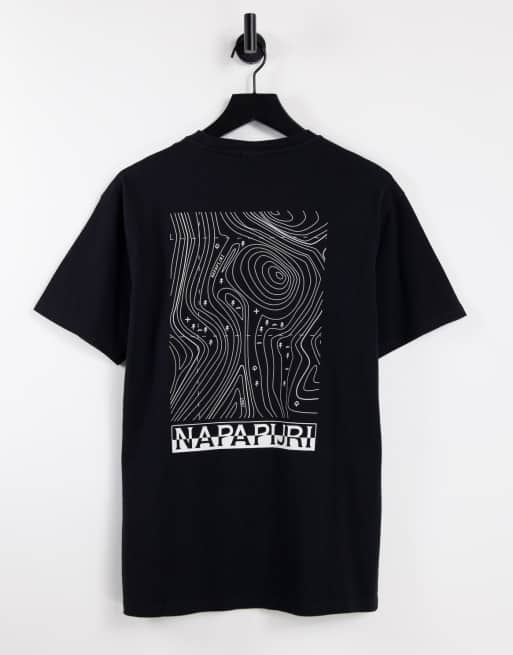Napapijri - Latemar - T-shirt nera con stampa grafica sulla schiena 