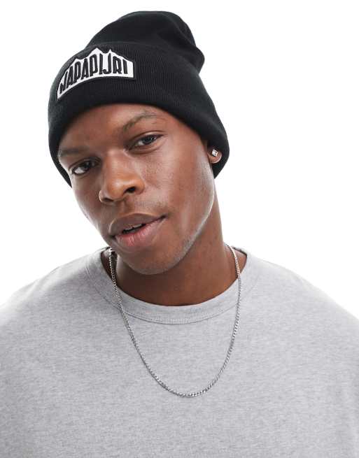 Napapijri Linth back print script logo cuffed beanie in black