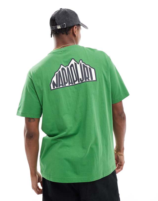 Napapijri - linth backprint script logo t-shirt in green