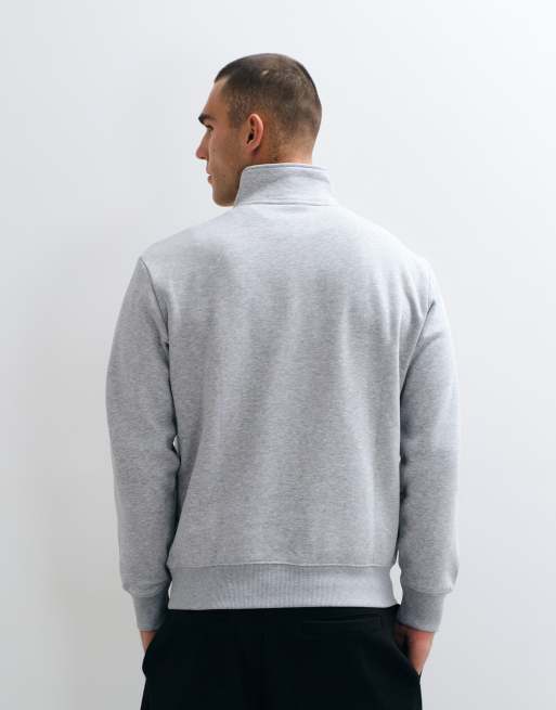 Napapijri – Ljusgrå sweatshirt med kort dragkedja och boxlogga, 5 av 5