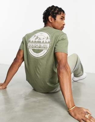 Napapijri Napapijri Lori back print t-shirt in khaki-Green