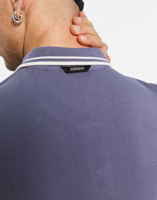 Napapijri - Macas - Polo a maniche corte in piqué viola con toppa del logo, 4 di 4
