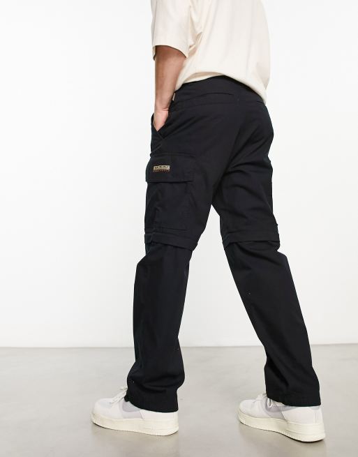 Napapijri Manabi zip off convertible cargo pants in black, 3 of 4