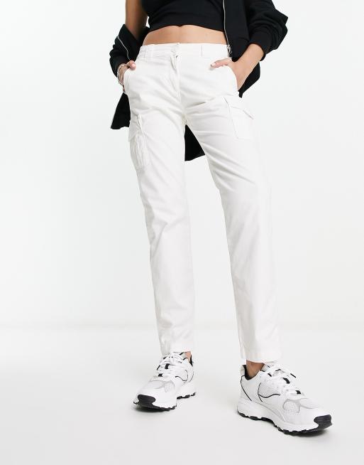 Napapijri Marin tapered leg woven cargo trousers in white | ASOS