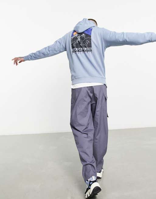 Napapijri Mataje back print hoodie in blue, 4 of 4