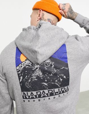 Napapijri Mataje back print hoodie in grey - ASOS Price Checker