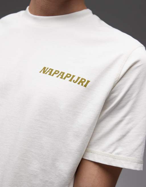 Napapijri – Matcha – Vit t-shirt med tryck på ryggen, 5 av 5