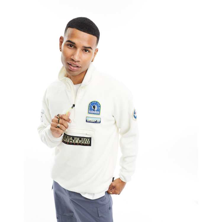 Napapijri McMurdo Felpa in pile borg bianco sporco con zip