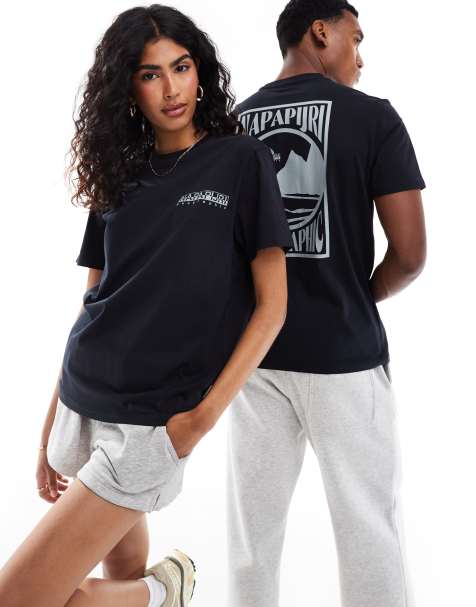 Napapijri Mele landscape back print t-shirt in black - view 1