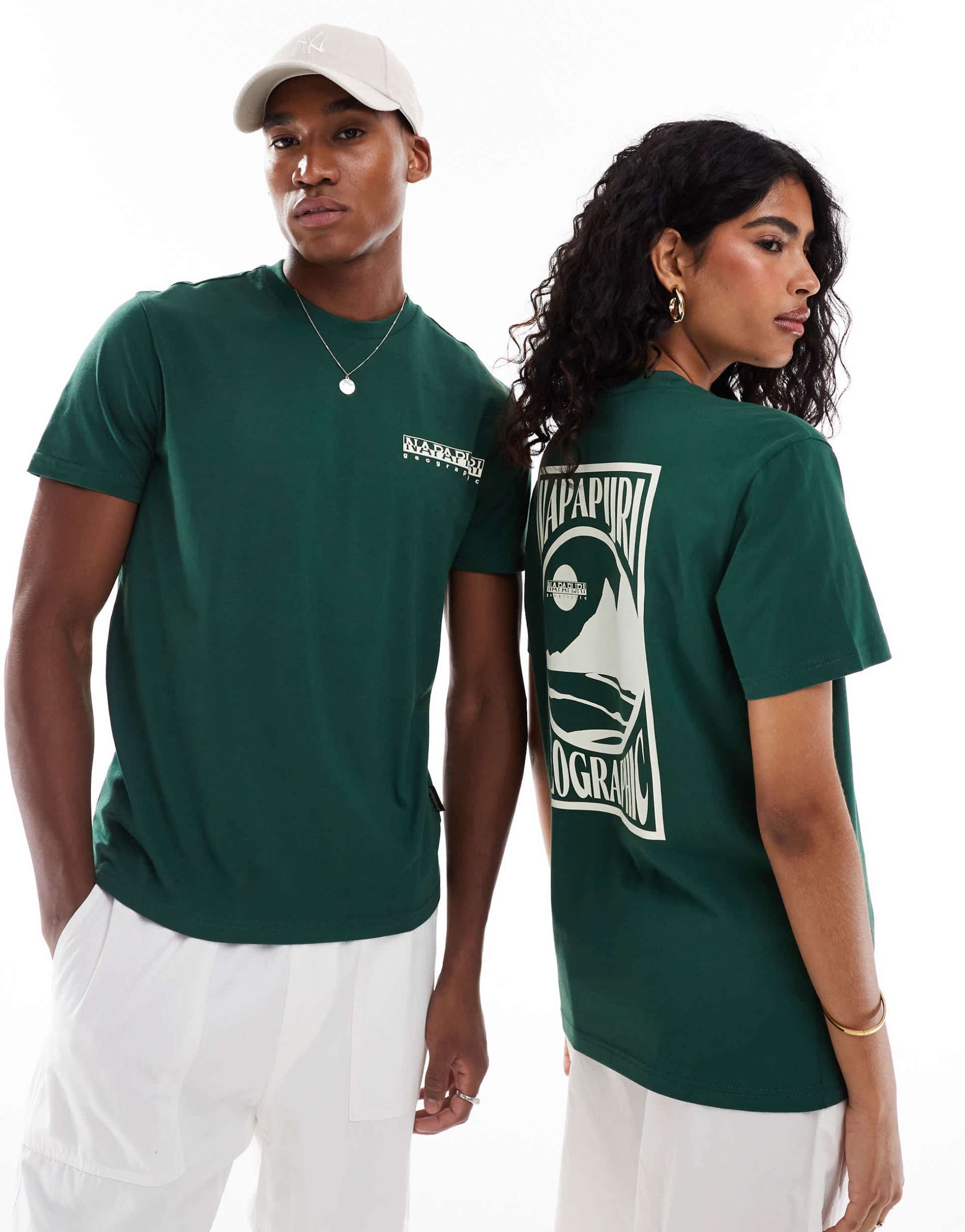 napapijri mele landscape backprint t-shirt in green