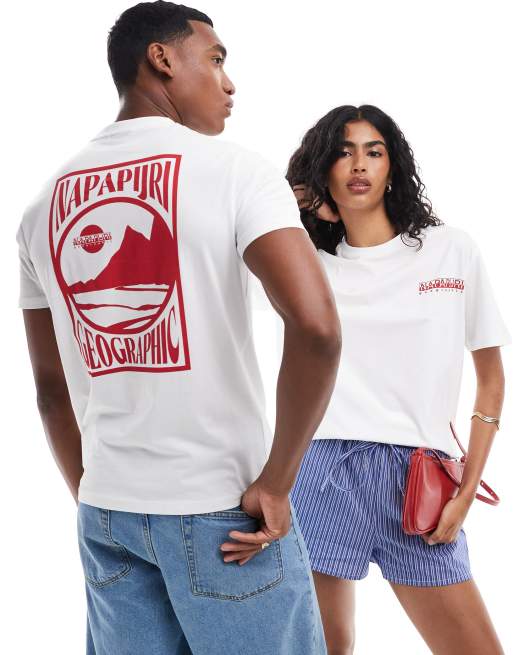 Napapijri - Mele - T-shirt met landschapsprint op de achterkant in wit