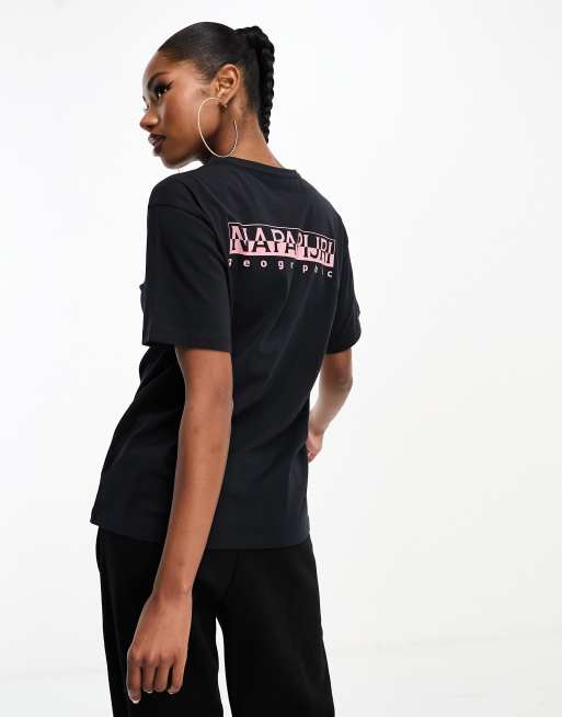 Napapijri - Montalva - T-shirt avec logo imprimé au dos - Noir