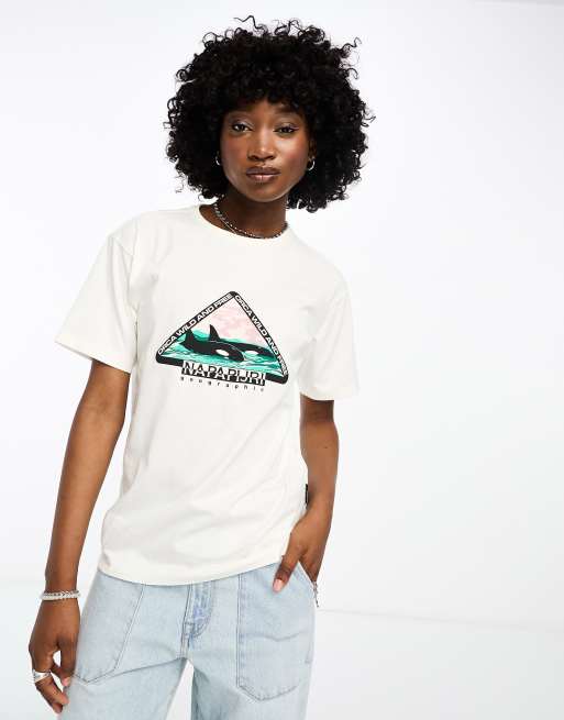 Napapijri - Montalva - T-shirt bianco sporco con stampa sul petto