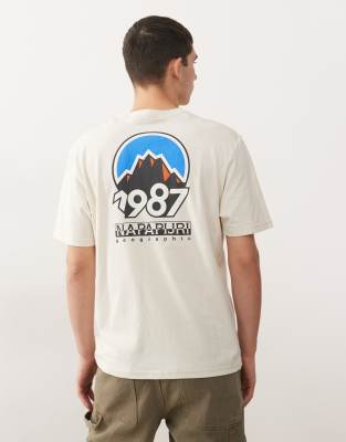Napapijri Napapijri Montepiana back print t-shirt in beige-Neutral