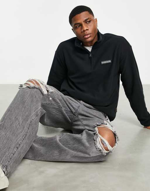 Napapijri Morgex 1/4 zip fleece in black 