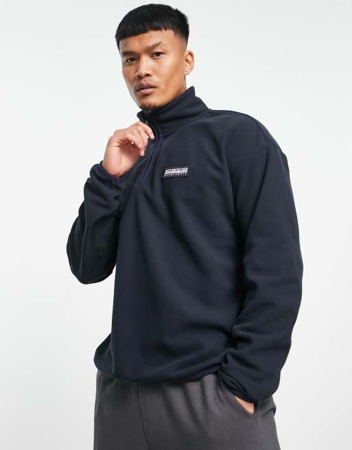 Napapijri - Morgex - Fleece met 1/4 rits in marineblauw 