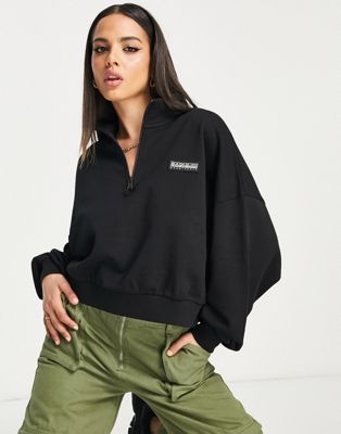Napapijri Morgex high neck sweatshirt in black  - ASOS Price Checker