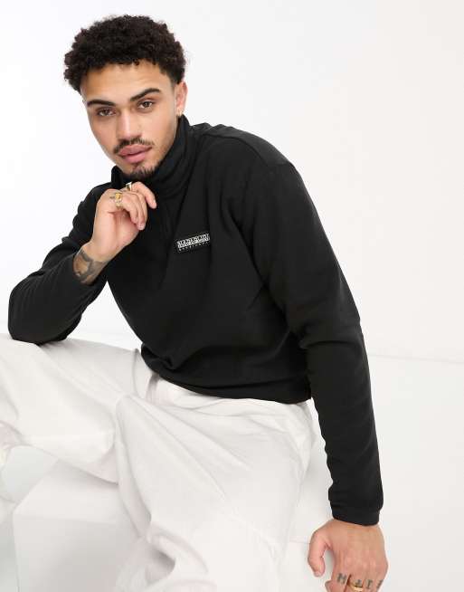 Napapijri – Morgex – Hochwertiges Sweatshirt in Schwarz mit farblich abgestimmtem Logo und kurzem Reißverschluss, exklusiv bei ASOS