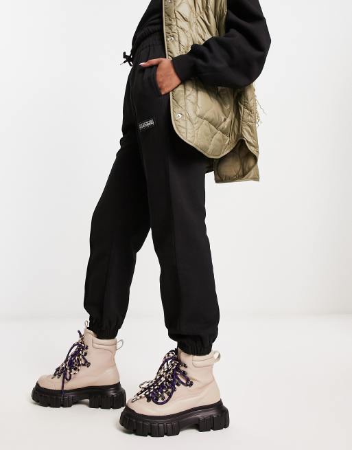 Napapijri Morgex premium tonal logo oversized joggers in black