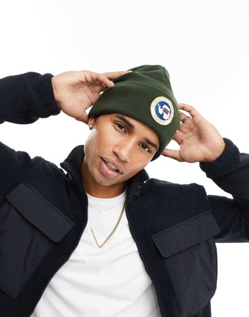 Napapijri – Mountain – Czapka beanie w kolorze khaki z naszywką z logo