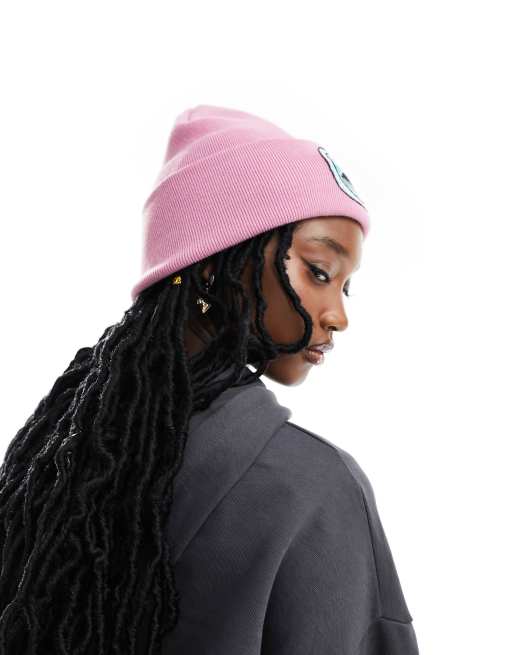 Napapijri - Mountain - Geribbelde gebreide beanie met logopatch in roze, 2 van 4