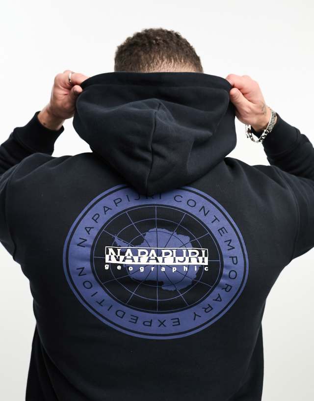 Napapijri - neny back print fleece hoodie in black