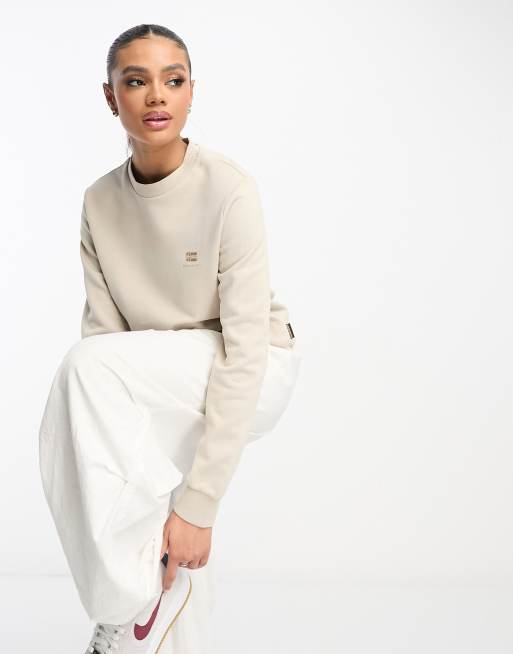 Napapijri - Nina - Felpa beige in pile con logo piccolo