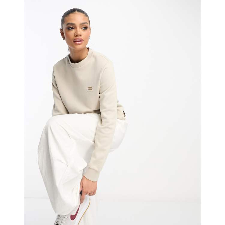 Napapijri Nina small logo fleece sweatshirt in beige | ASOS