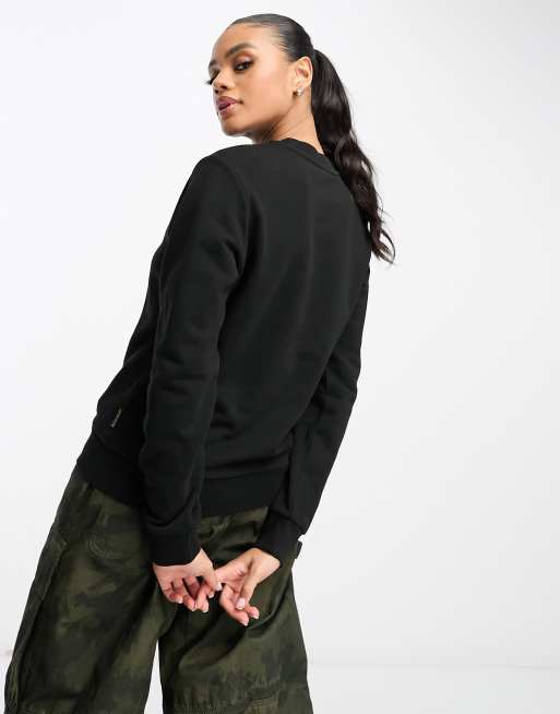 Napapijri Nina small logo fleece sweatshirt in black, 2 of 4