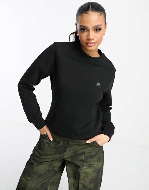 Napapijri Nina small logo fleece sweatshirt in black, 4 of 4