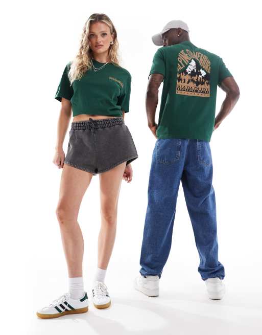 Napapijri - Niu - T-shirt avec imprimé montagne au dos - Vert
