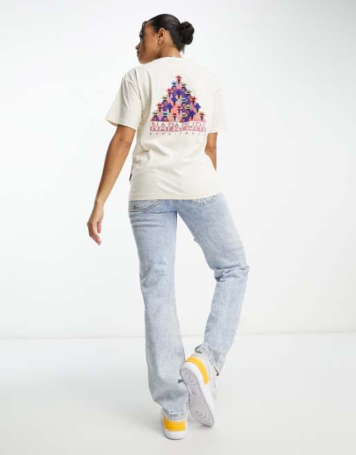 Napapijri Orellana back print t-shirt in off white