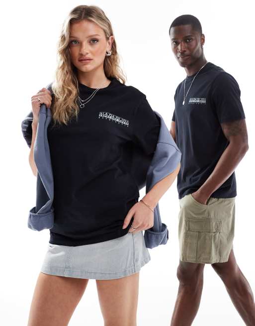 Napapijri Pali landscape backprint t-shirt in light black, 4 of 4