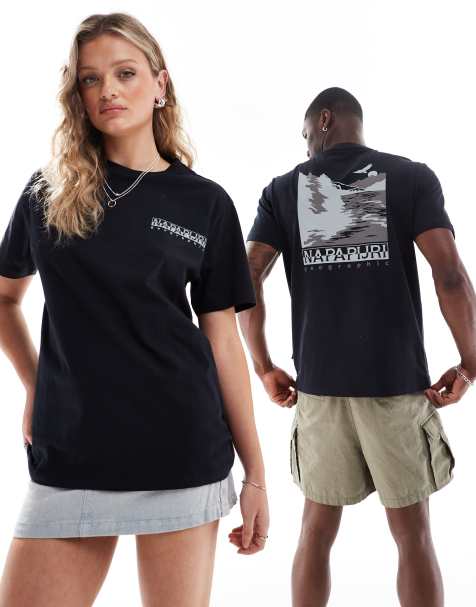 Napapijri - Palli - T-shirt met landschapsprint op de achterkant in licht zwart - view 1