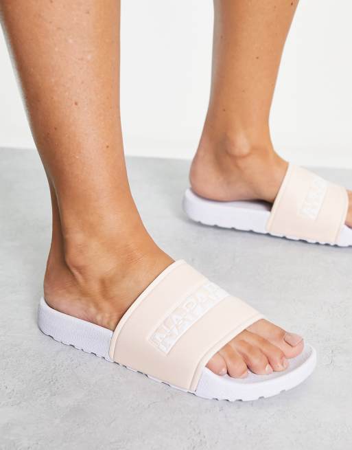 Napapijri – Park – Slider in Rosa und Weiß