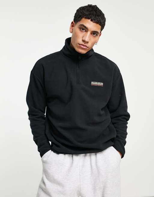 Napapijri Patch 1/2 zip fleece in black | ASOS