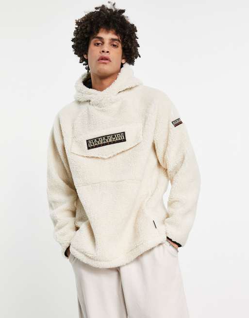 Napapijri Patch Curly hoodie in cream