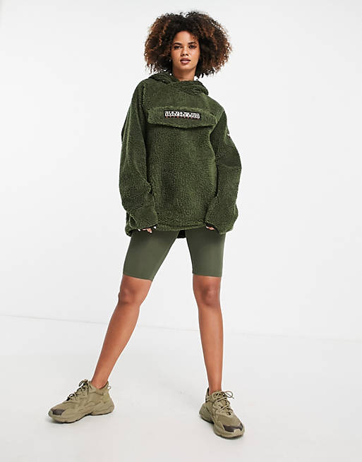 Hoodies & Sweatshirts Napapijri Patch Curly hoodie in khaki green 