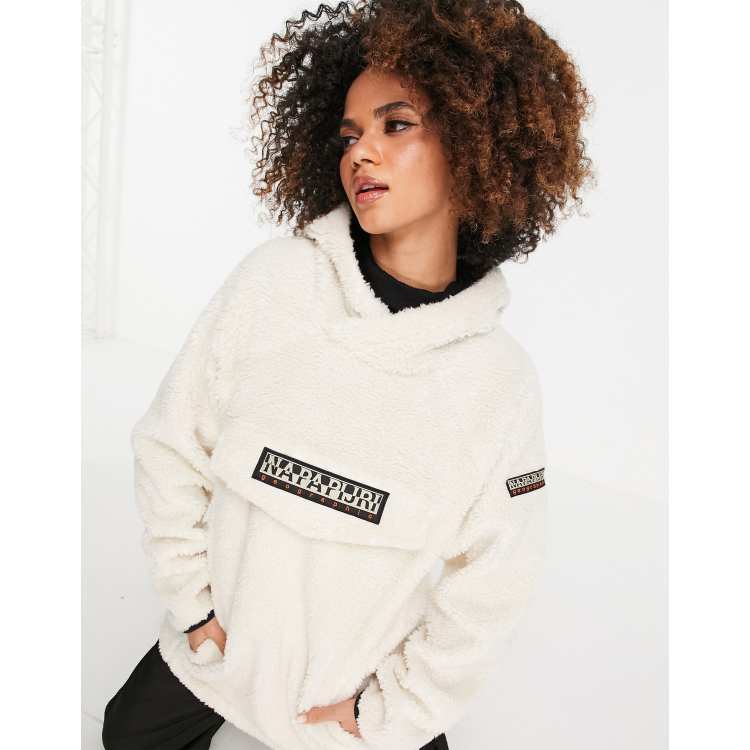 Napapijri Patch Curly hoodie in off white ASOS