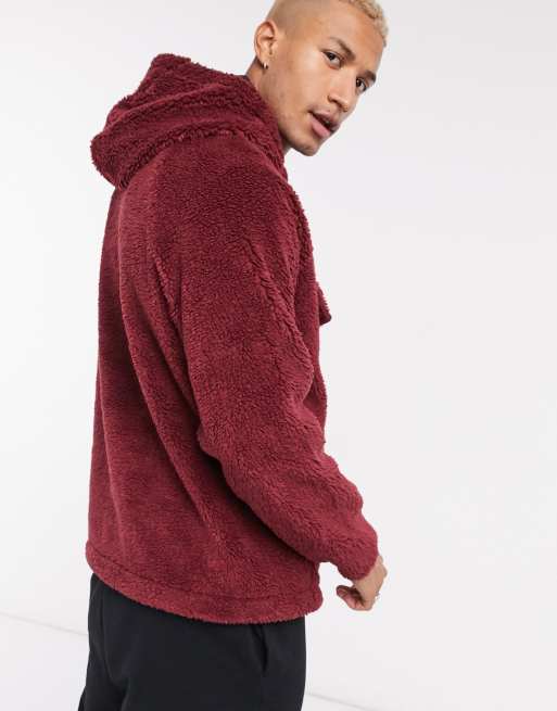 Burgundy sherpa clearance hoodie