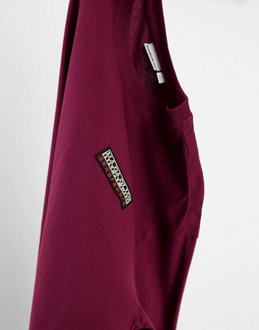 T-Shirts & Vests Napapijri Patch long sleeve t-shirt in burgundy Exclsuive at  