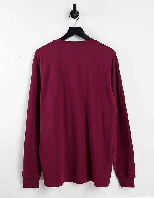 T-Shirts & Vests Napapijri Patch long sleeve t-shirt in burgundy Exclsuive at  