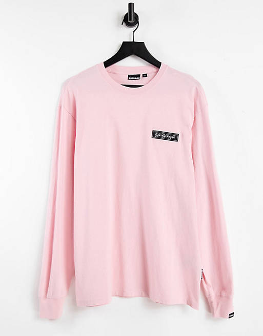 Napapijri Patch long sleeve t-shirt in light pink