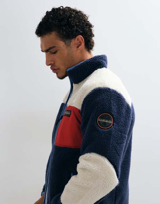 Napapijri pile con zip intera blu, 4 di 5