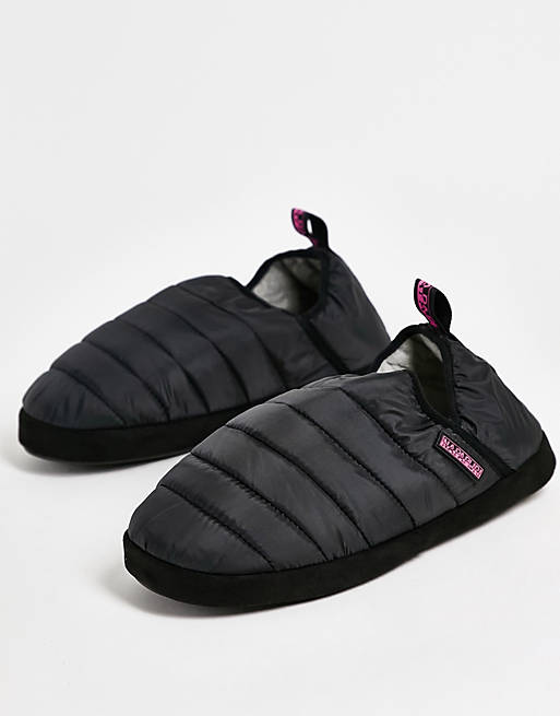 Women Slippers/Napapijri Plume padded slippers in black 