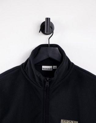 Sweats et sweats à capuche Napapijri - Polaire à demi-fermeture éclair et à étiquette - Noir