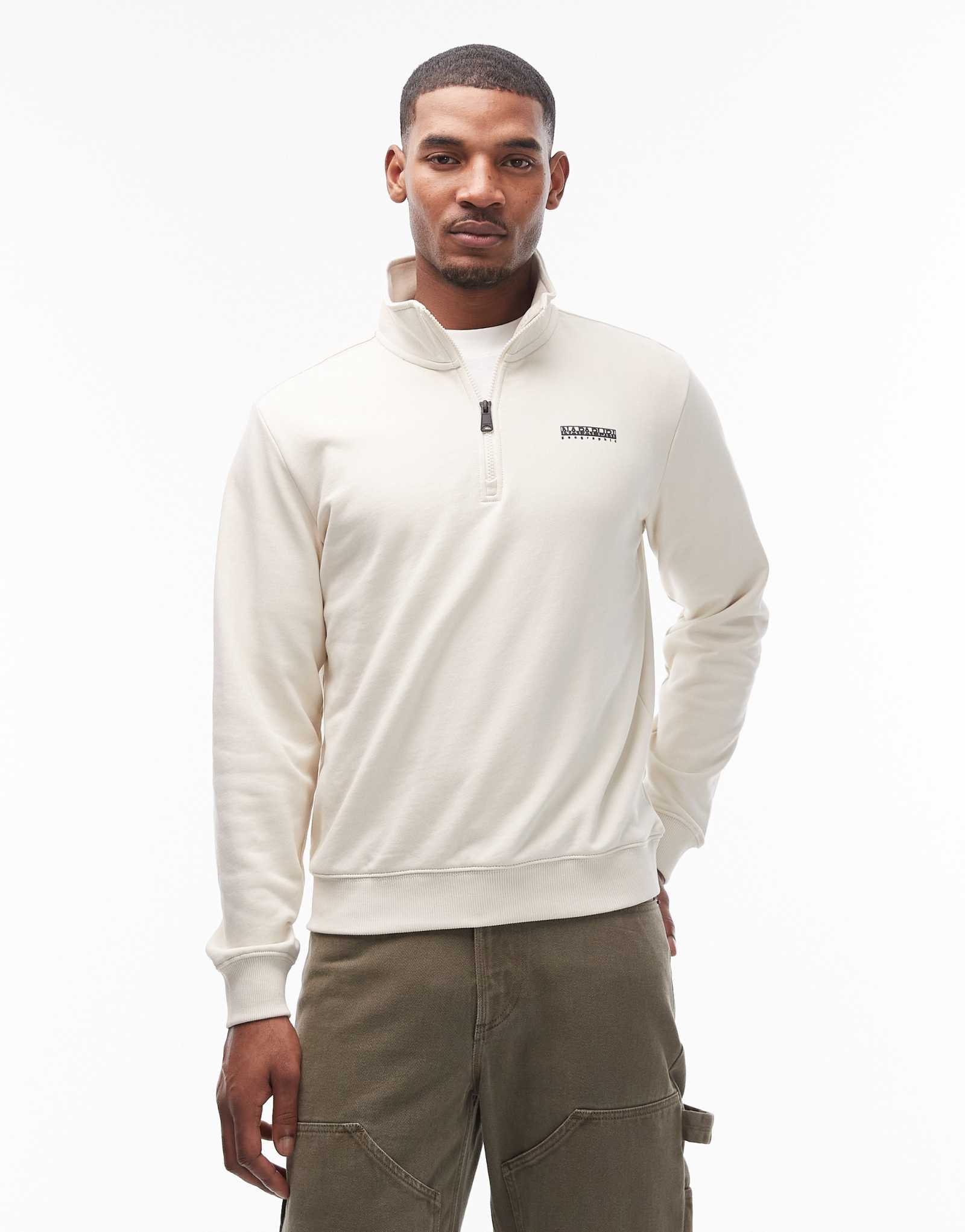 Толстовка с застежкой-молнией Napapijri quarter белого цвета